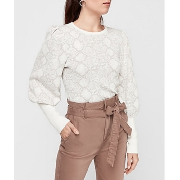 Express White Patterned Sweater - Picture 1 of 10